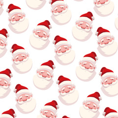 pattern of head of santa claus with hat on white background