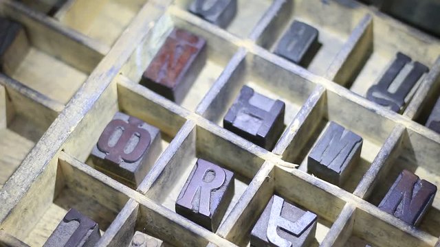 set of vintage typographic cliche letters for printing