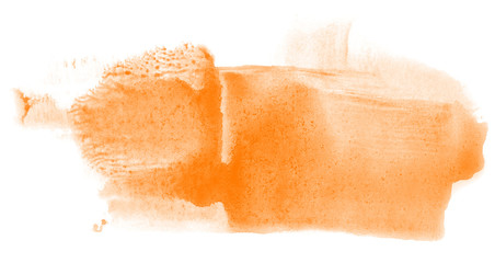 Abstract watercolor background hand-drawn on paper. Volumetric smoke elements. Orange color. For design, web, card, text, decoration, surfaces.