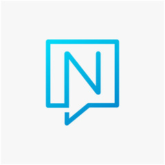 letter N with speech bubble line logo. talk logo vector modern illustration graphic abstract template. Chat concept Logo Template - VECTOR
