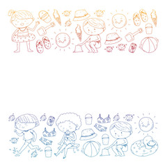 Children summer vacation. Holidays with little kids. Sea, beach and ocean