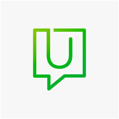 letter U with speech bubble line logo. talk logo vector modern illustration graphic abstract template. Chat concept Logo Template - VECTOR