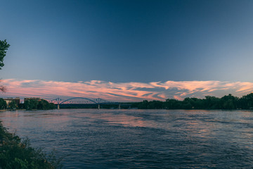 Naklejka na ściany i meble sunset on the mississippi river in la crosse wisconsin