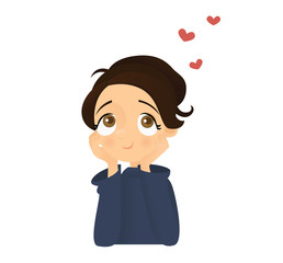 Daydreaming girl in love