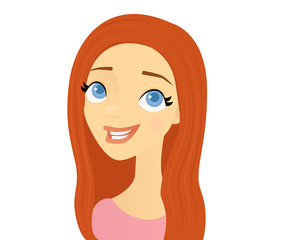 Smiling red headed woman with freckles
