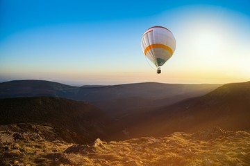 Colorful hot-air balloons .  to look in a bottom . Balloon The adventure