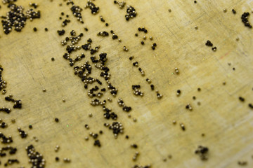 This is a photograph of a Black and Gold sequins background