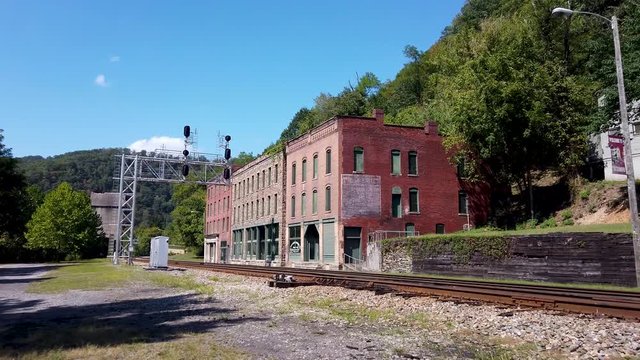 Pushing in to the abandoned railroad coal town of Thurmond, West Virginia run by the US National Park Service.
