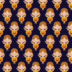 pattern of girl disguised as a pumpkin