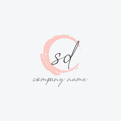 S D Initial handwriting logo vector