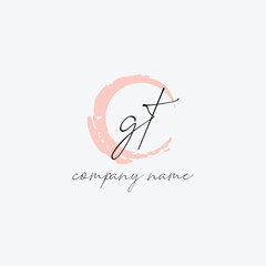 G T Initial handwriting logo vector