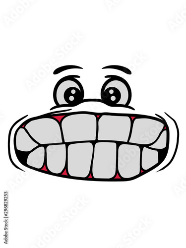 Grosser Mund Gesicht Augen Kopf Zahne Lustig Comic Cartoon Design Cool Grinsen Verruckt Clipart Wall Mural Style O Mat