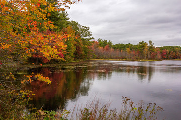 Epson pond in Rutland, MA in Fall