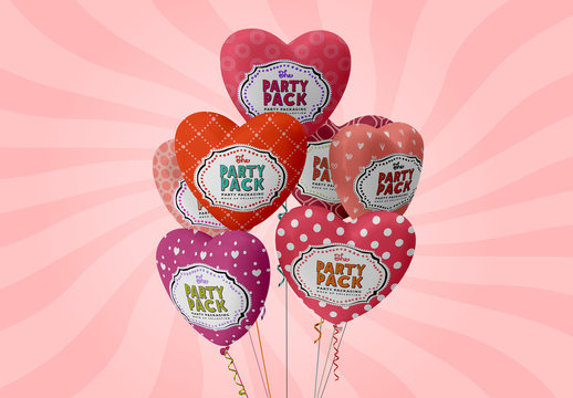 Heart Balloons Mockup
