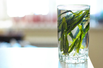 Chinese green tea in a glass сup