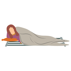 Isolated woman lying on a mat over a qhite background - Vector