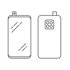 Linear image of smartphone with retractable camera and unit from four cameras on the back side of the smartphone. Smart phone design - vector illustration. EPS 10