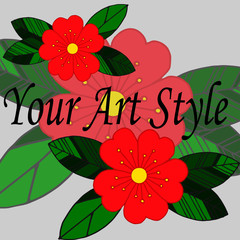 background in bright colors, logo with floral ornament