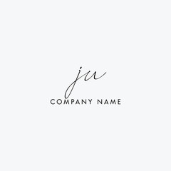 J U Initial handwriting logo vector