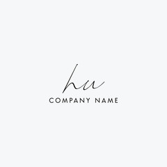 H U Initial handwriting logo vector