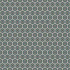 Fototapeta na wymiar Honeycomb abstract background. Blue colors repeated hexagon tiles mosaic wallpaper. Seamless classic surface pattern.