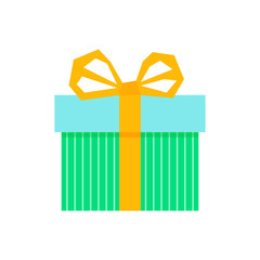 Vector object shape. Vector surprise gift box. Gift icon design. Christmas decor. Anniversary, birthday. Colorful illustration design. Isolated illustration. Greeting card template. Surprise symbol.