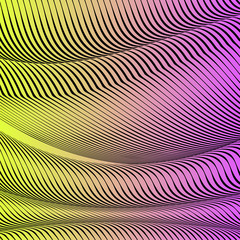 Abstract acid color wavy background, optical art, opart striped. Neon gradient