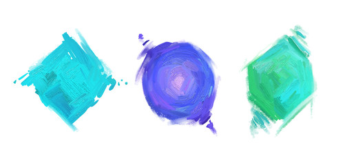 Fototapeta premium Winter background with oil paint style spots. Winter design. Three blue spots.