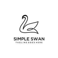 Simple luxury swan logo design template illustration