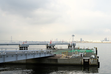 Aichi,Japan-September 11,2019: Nagoya Port, Japan, in the summer morning