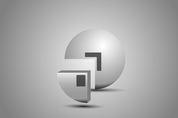 Designed for circular logo.3d rendering.Mockup logo.Directional gray colored sphere.Prepared for design.On the black background