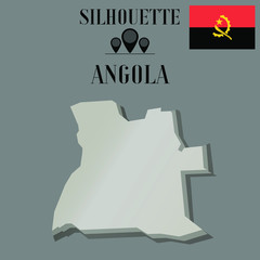 Angola outline globe world map, contour silhouette vector illustration, design isolated on background, national country flag, objects, element, symbol from countries set