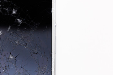 Broken phone screen macro close up macro