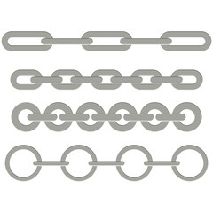 Set of vector images of steel chains of various shapes.