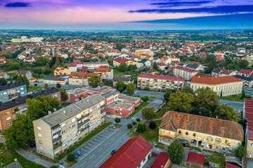 Fototapeta na wymiar Beautiful Bjelovar sunrise from above (Bjelovar, Bjelovar Bilogora County, Croatia) 