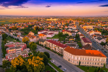 Fototapeta na wymiar Beautiful Bjelovar sunrise from above (Bjelovar, Bjelovar Bilogora County, Croatia) 