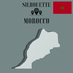Morocco outline globe world map, contour silhouette vector illustration, design isolated on background, national country flag, objects, element, symbol from countries set