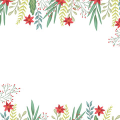 beauty christmas flowers and branch decorative frame
