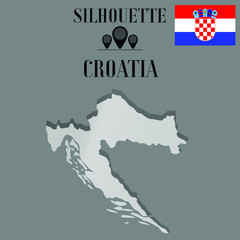 Croatia outline globe world map, contour silhouette vector illustration, design isolated on background, national country flag, objects, element, symbol from countries set