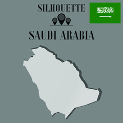 Saudi Arabia outline globe world map, contour silhouette vector illustration, design isolated on background, national country flag, objects, element, symbol from countries set