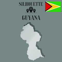 Guyana outline globe world map, contour silhouette vector illustration, design isolated on background, national country flag, objects, element, symbol from countries set