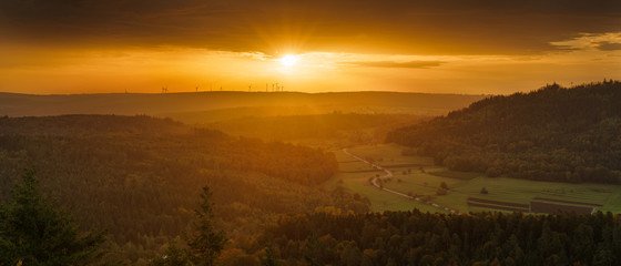 Fototapeta na wymiar Autumn Sunset in the Black Forest
