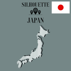 Japan outline globe world map, contour silhouette vector illustration, design isolated on background, national country flag, objects, element, symbol from countries set