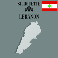 Lebanon outline globe world map, contour silhouette vector illustration, design isolated on background, national country flag, objects, element, symbol from countries set