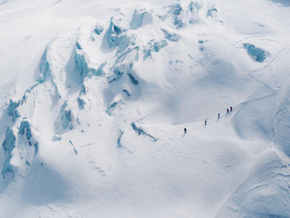 Winter hikers in mountains