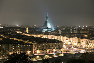 Fototapeta na wymiar Mole Antonelliana at night, Turin, Italy. 