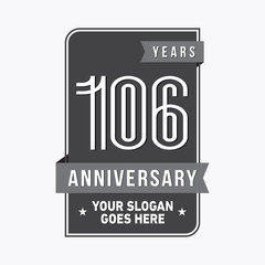 106 years anniversary design template. One hundred and six years celebration logo. Vector and illustration.