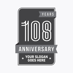 108 years anniversary design template. One hundred and eight years celebration logo. Vector and illustration.