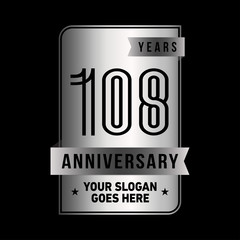108 years anniversary design template. One hundred and eight years celebration logo. Vector and illustration.