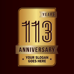 113 years anniversary design template. One hundred and thirteen years celebration logo. Vector and illustration.